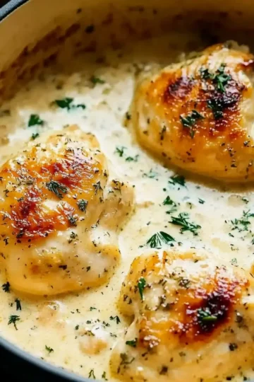 Creamy Oven Baked Chicken Thighs