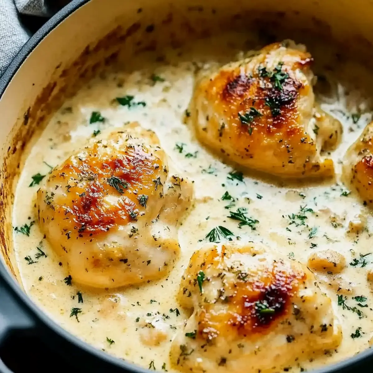 Creamy Oven Baked Chicken Thighs