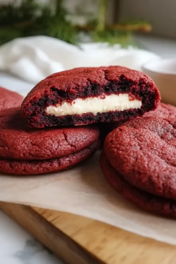 Cheesecake Stuffed Red Velvet Cookies