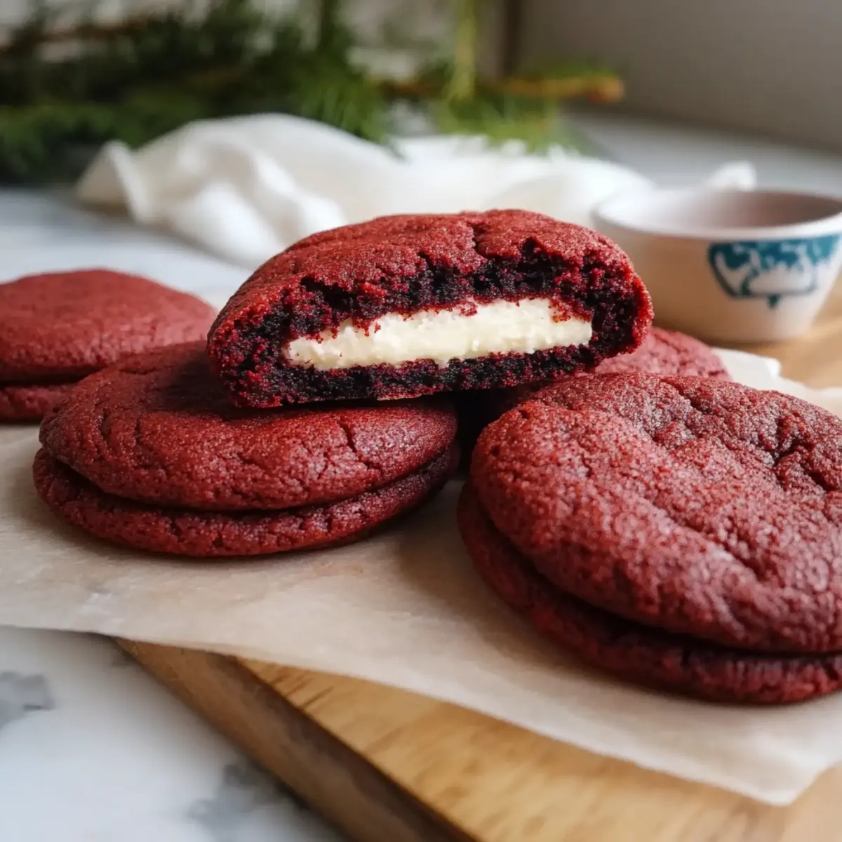 Cheesecake Stuffed Red Velvet Cookies