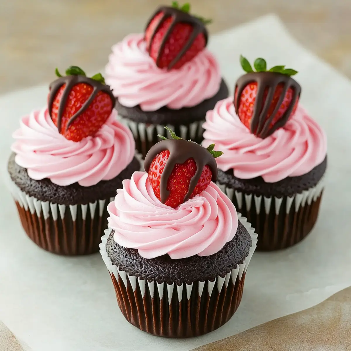 Chocolate Covered Strawberry Cupcakes