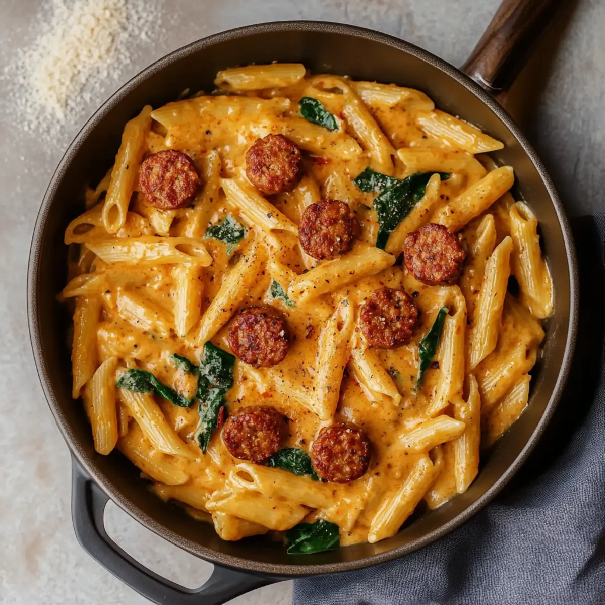 One Pot Creamy Cajun Sausage Pasta