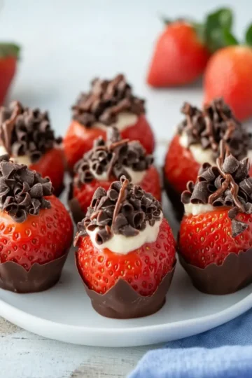 Chocolate Cheesecake Stuffed Strawberries