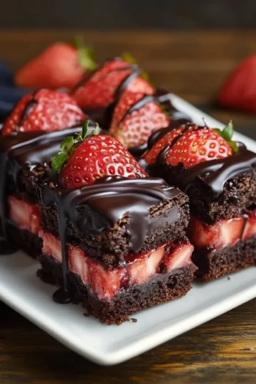 Chocolate Covered Strawberry Brownies