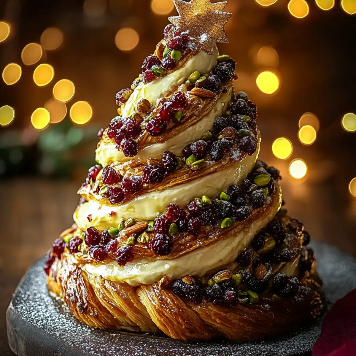 Pistachio Cranberry Brie Swirl Christmas Tree