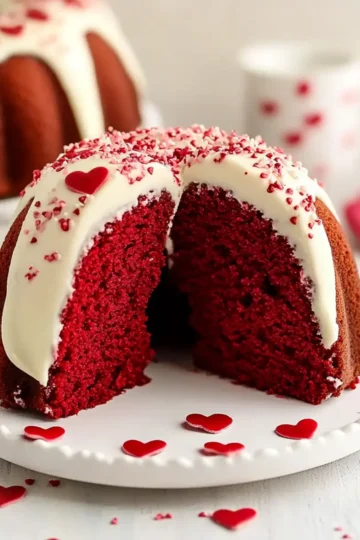 Red Velvet Cream Cheese Bundt Cake Valentine Treat