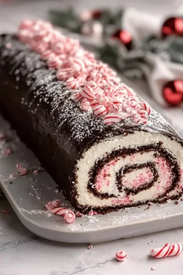 Christmas Peppermint Roll Cake