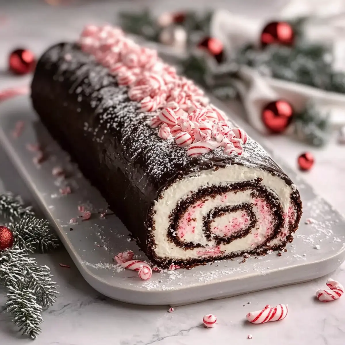 Christmas Peppermint Roll Cake