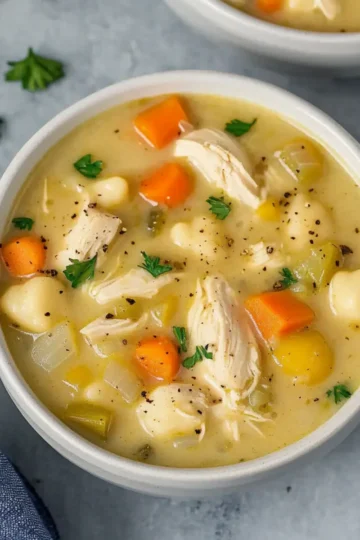 Healthy Chicken Pot Pie Soup with Vegetables