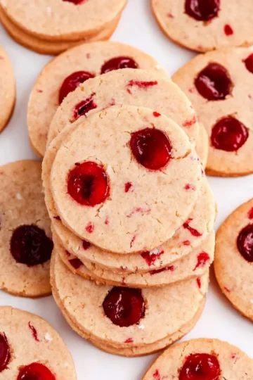 Cherry Almond Shortbread Cookies