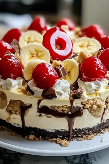 No Bake Banana Split Cheesecake