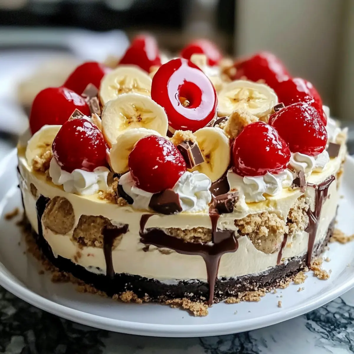 No Bake Banana Split Cheesecake