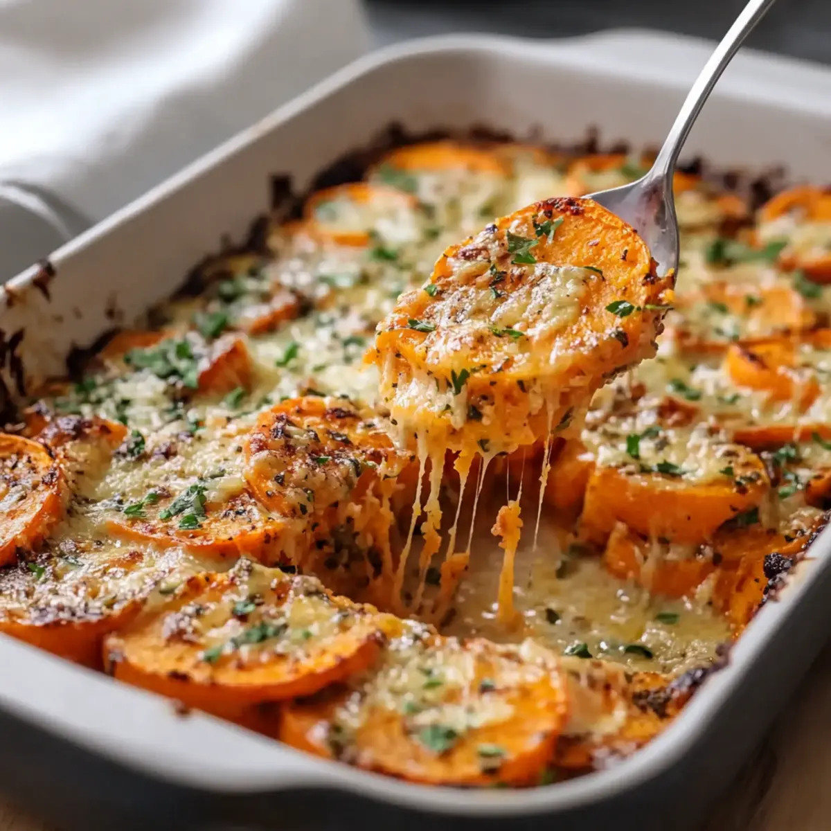 Garlic Butter Sweet Potato Bake