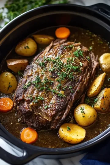 Slow Cooker Garlic Herb Pot Roast