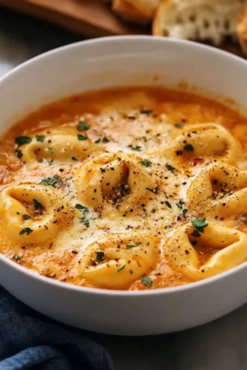 Cheesy Tomato Tortellini Soup