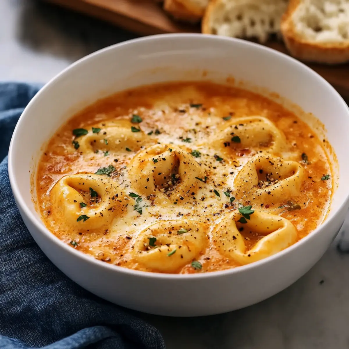 Cheesy Tomato Tortellini Soup