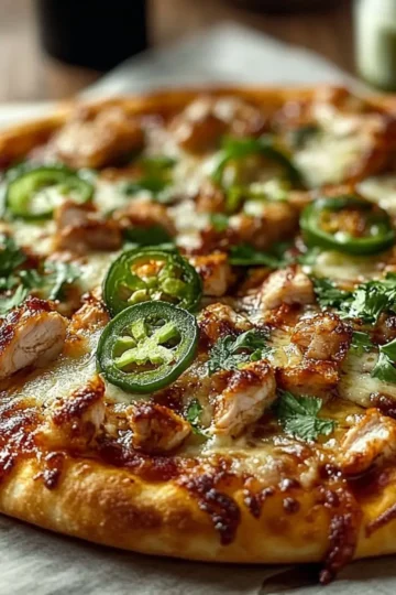 Spicy Chicken and Pickled Jalapeno Pizza