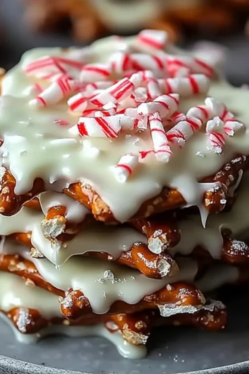 White Chocolate Peppermint Pretzel Crisps