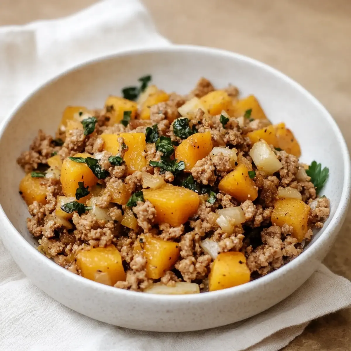 Healthy Roasted Butternut Squash with Ground Turkey