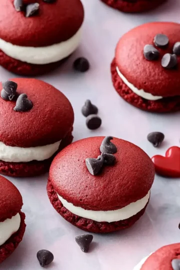 Chocolate Chip Red Velvet Whoopie Pies