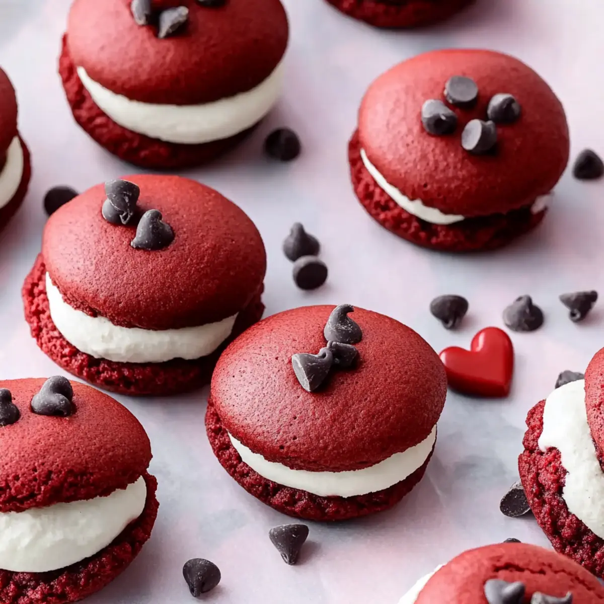 Chocolate Chip Red Velvet Whoopie Pies
