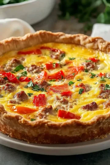 Roasted Red Pepper and Sausage Quiche