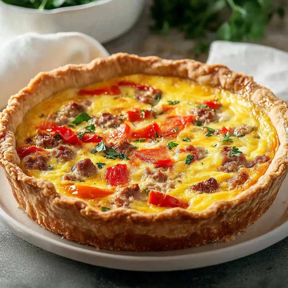 Roasted Red Pepper and Sausage Quiche
