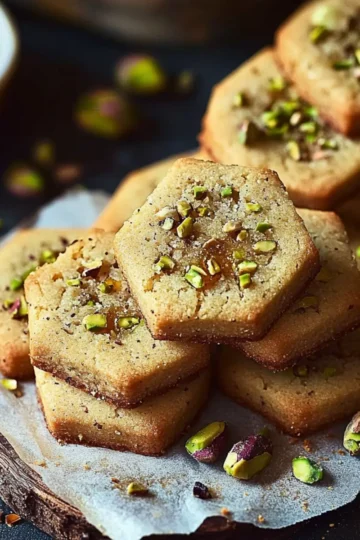 Salty Smoked Pistachio and Honey Shortbread Cookies