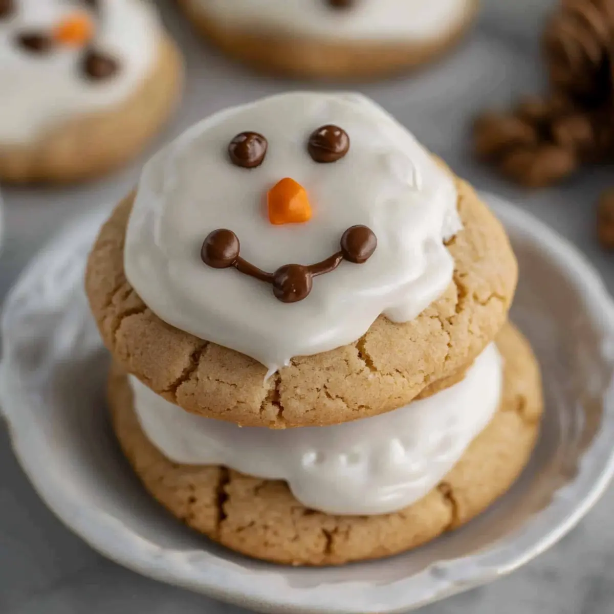 Melted Snowman Peanut Butter Cookies